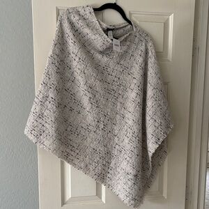 J. Jill Tweed Poncho - Cream and Black